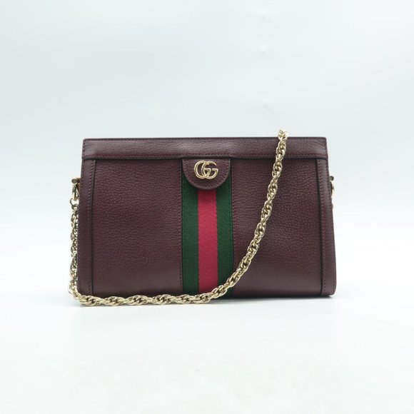 Gucci Burgundy Shoulder Bag with Gold Chain - Picture 1 of 12